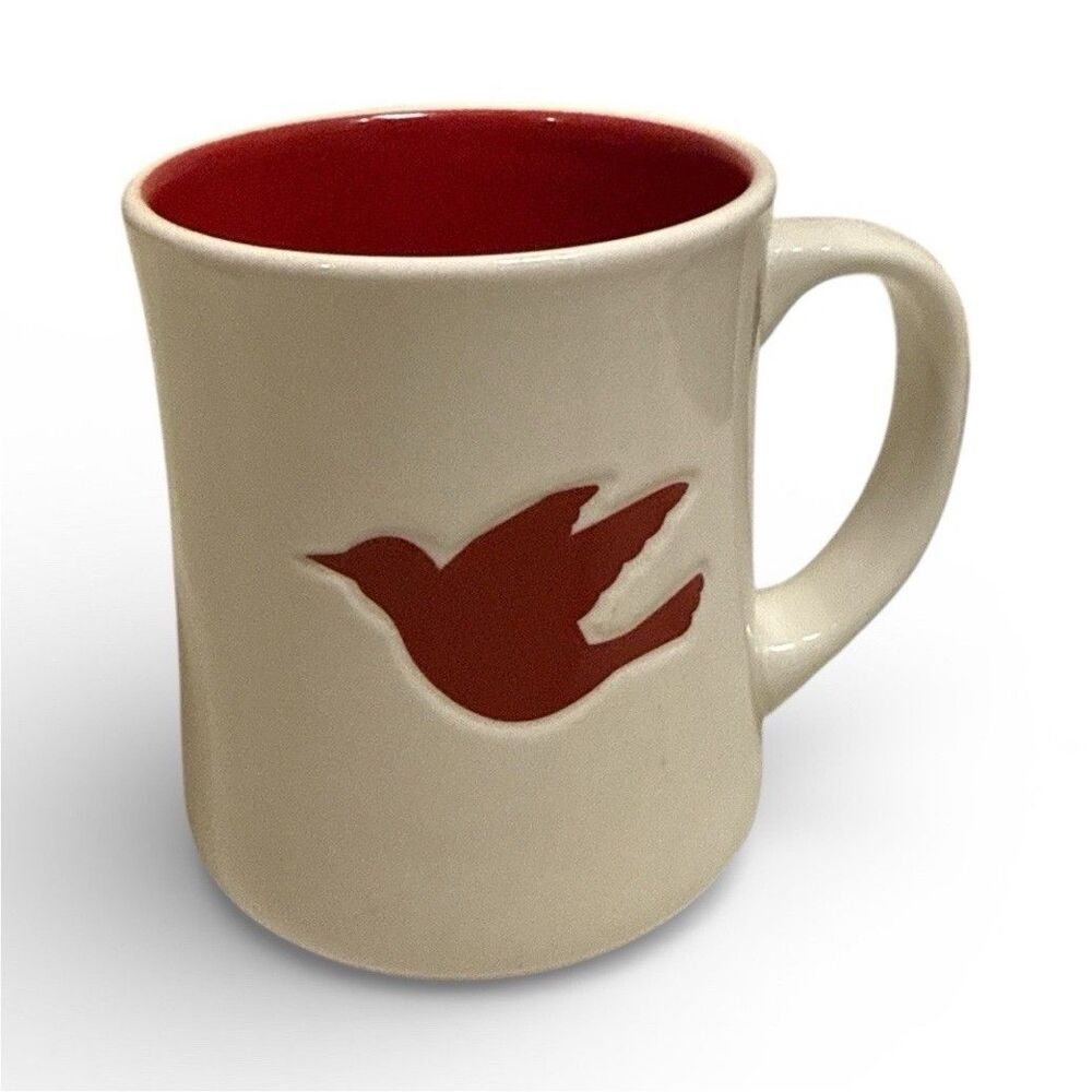 Starbucks Coffee Mug Red Interior White Bird Design Original 2006